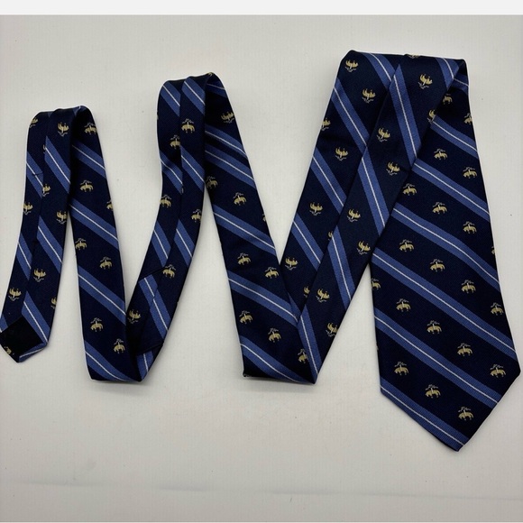 Brooks Brothers blue diagonal stripe logo silk tie - Picture 2 of 5